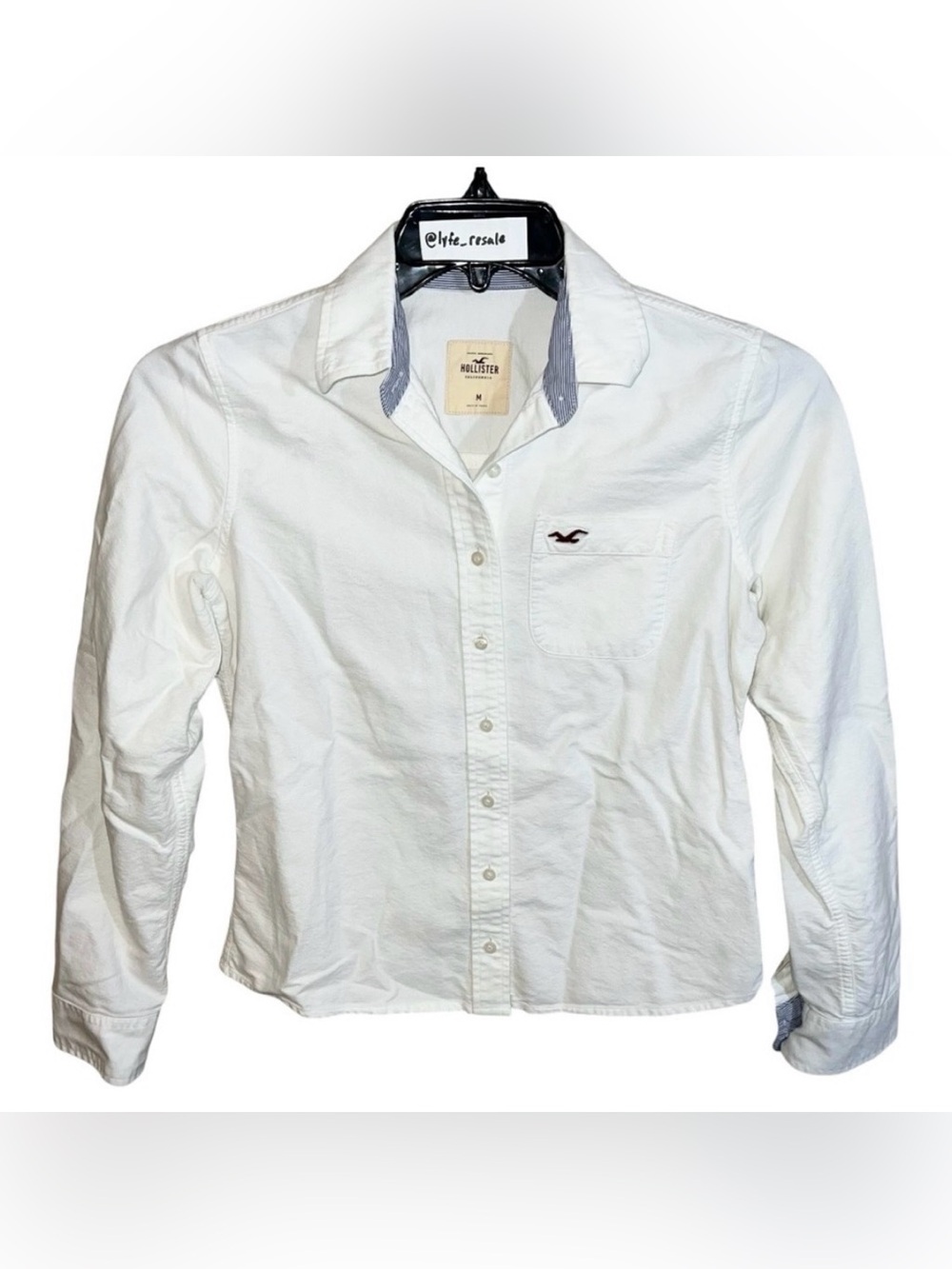 Hollister Shirt Women’s Size M White Button Front Long Sleeve